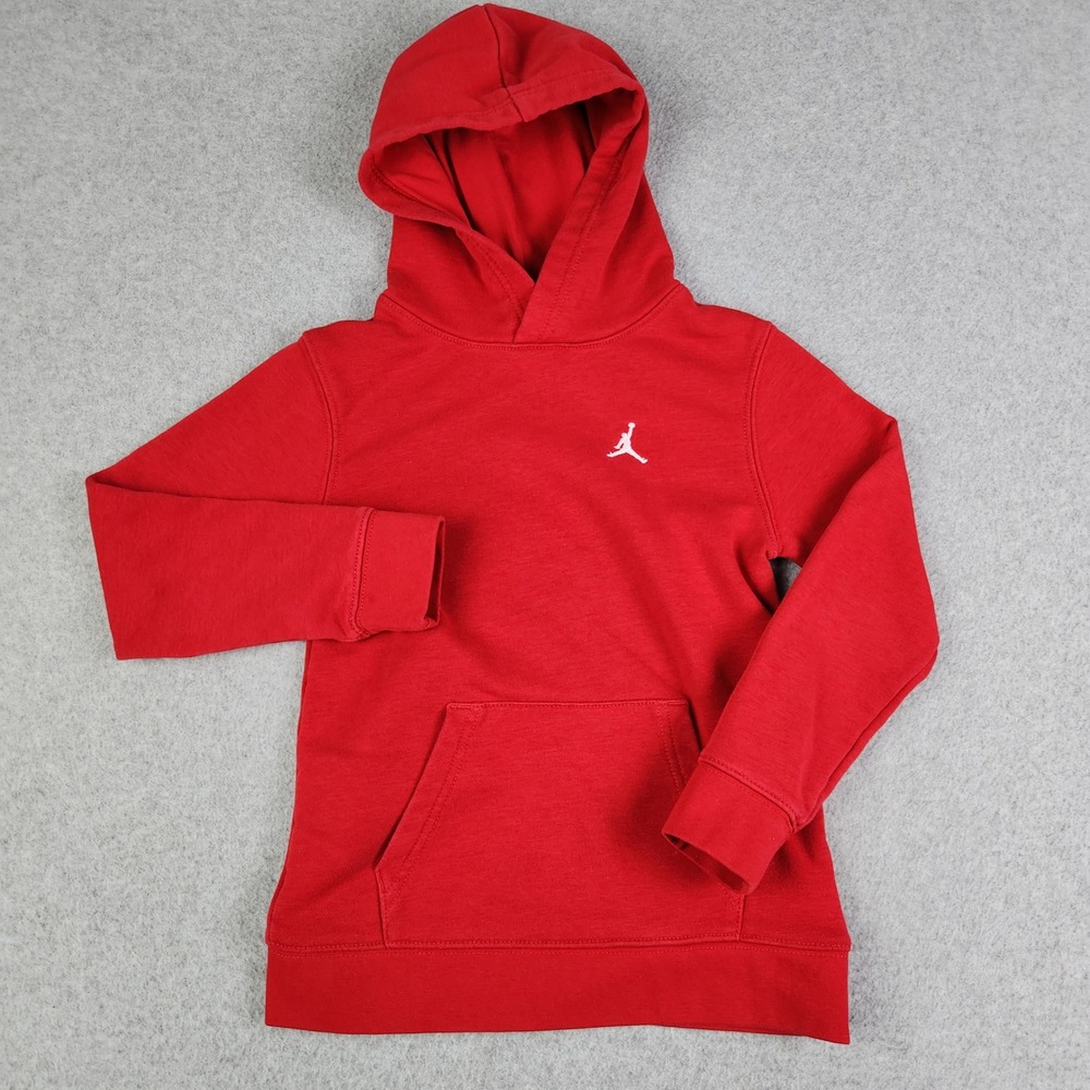 Air Jordan Hoodie Kids 6-7YRS Red Soft‎ Fleece Long Sleeve Jumpman Logo Pullover